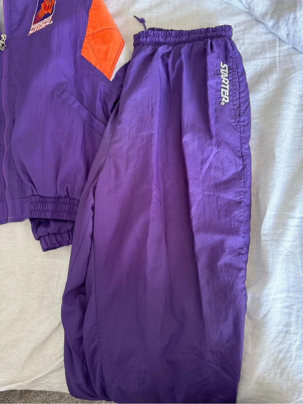 STARTER Purple Jacket and Pants with Orange Trim - NBA Licensed